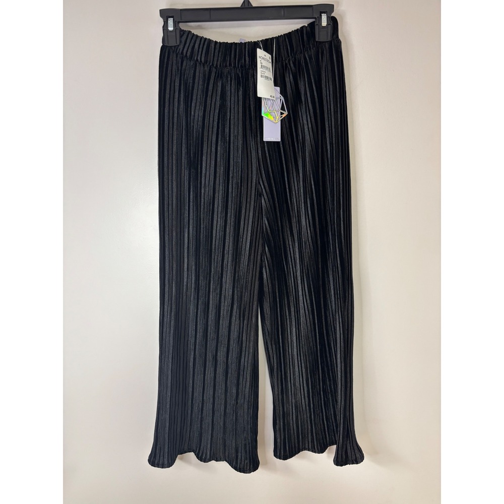 Good Luck Girl Nordstrom‎ Girls Velvet Black Pleated Pants Wide Leg Kids Size M